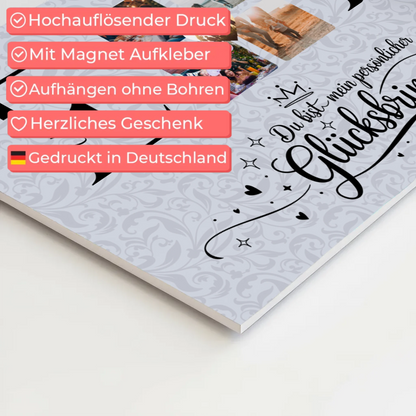 Fotoboard Magnetisch Liebe für Paare mit Initialien Namen und Fotos Personalisiert