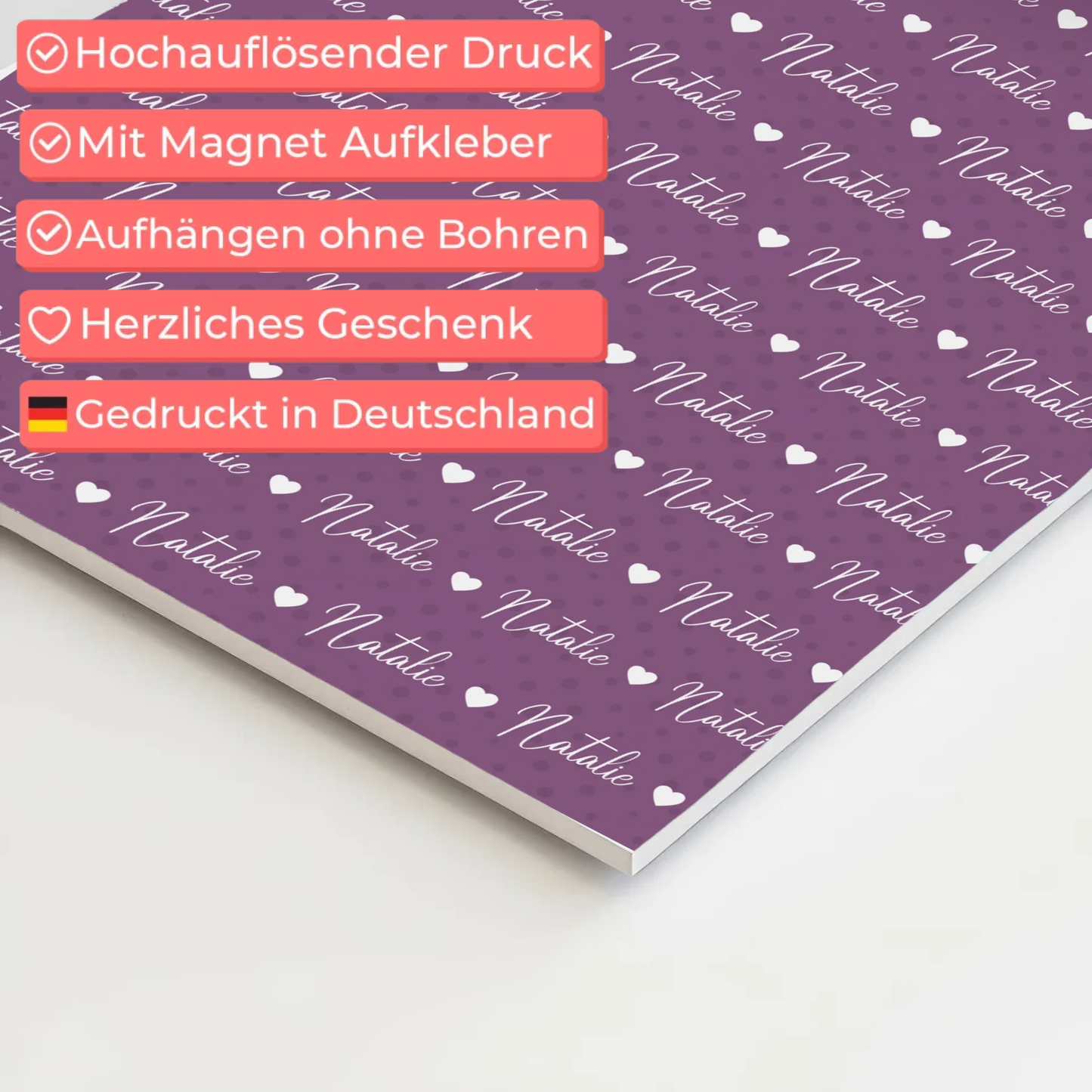 Baby Fotoboard Magnetisch Baby Fotoboard mit Namen Rotlila 4