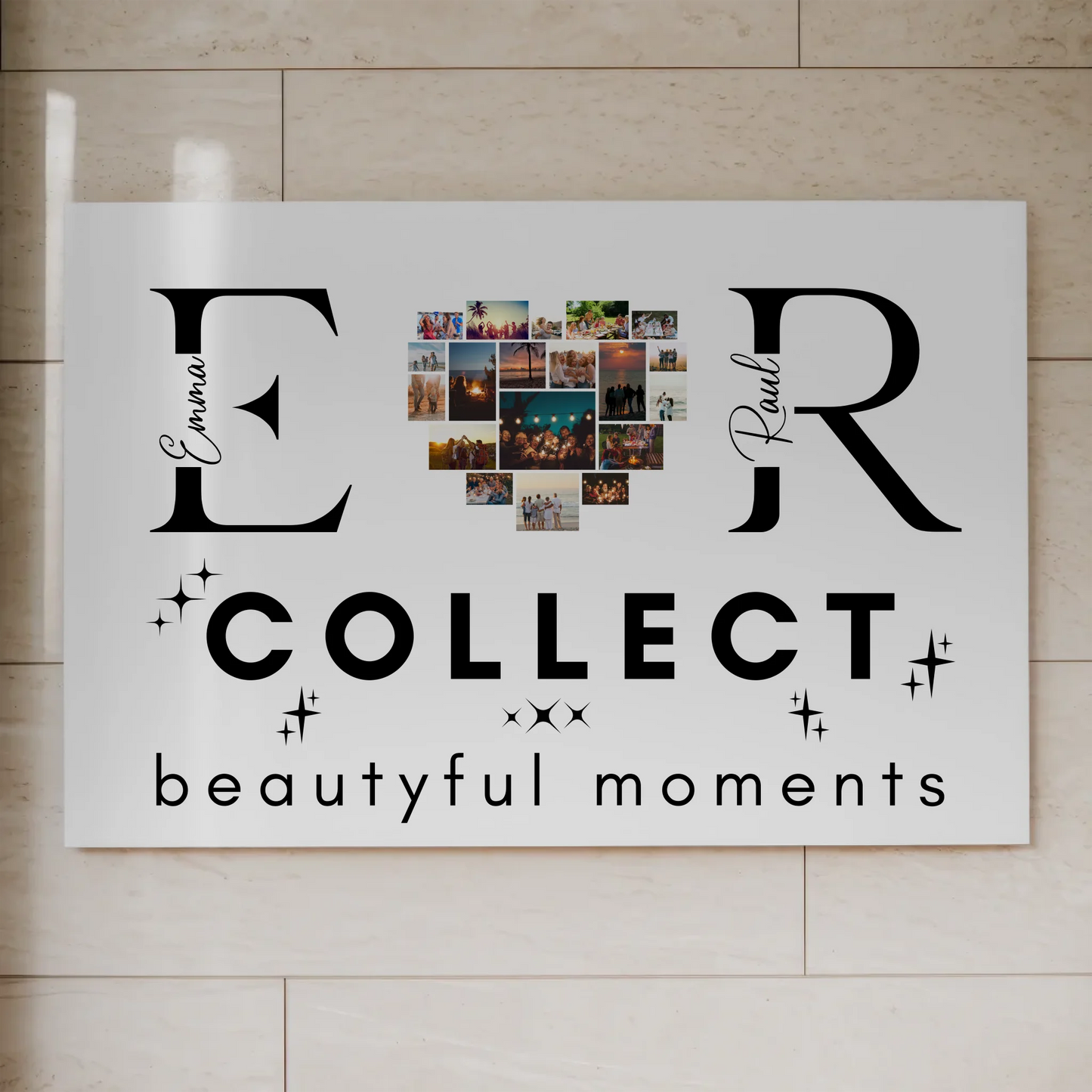 Personalisiertes Fotoboard Magnet Wandbild Paare Mit Fotos Initialien und Fotos Te Amo