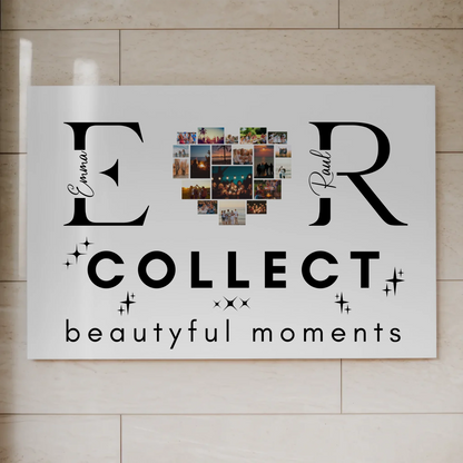 Personalisiertes Fotoboard Magnet Wandbild Paare Mit Fotos Initialien und Fotos Te Amo