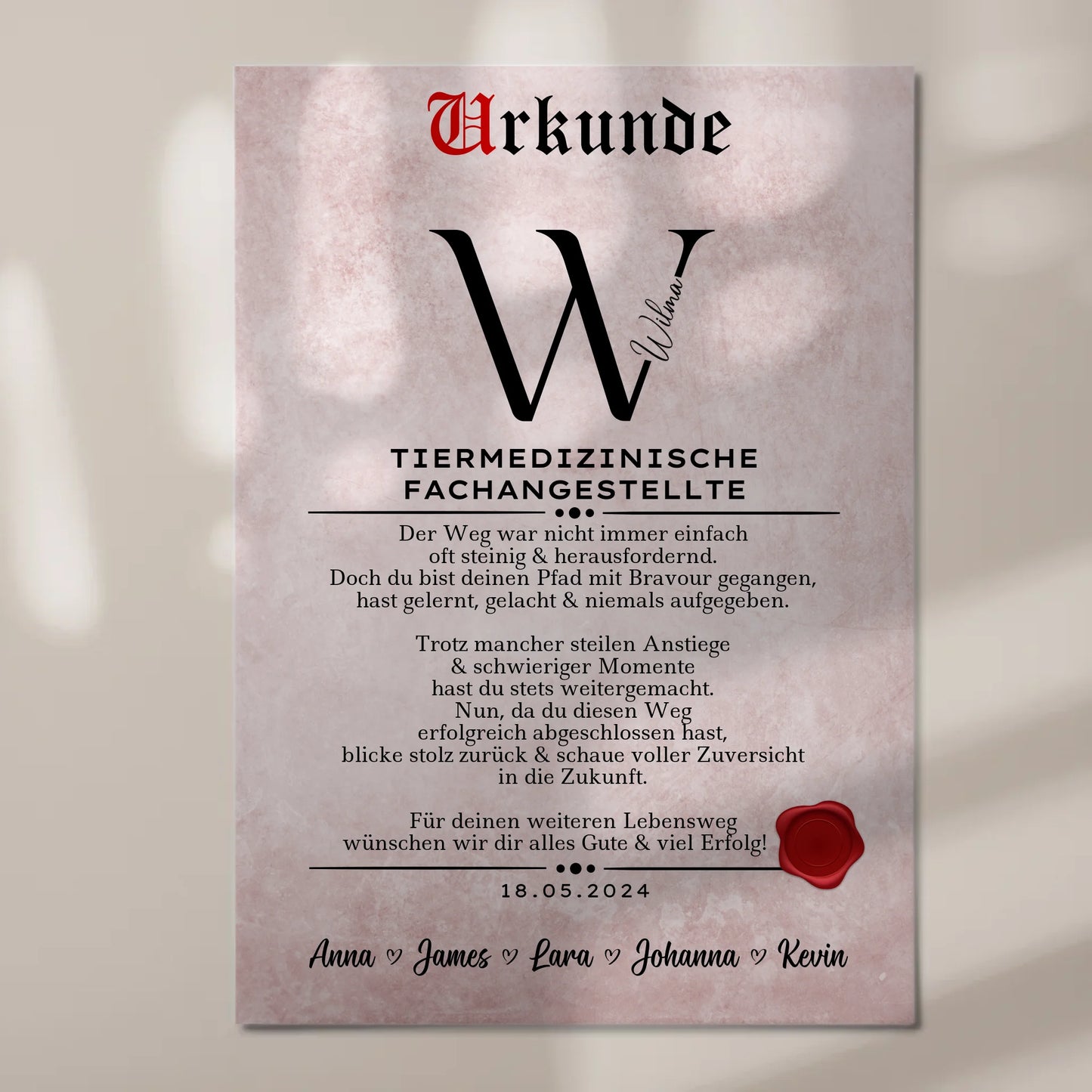 Geschenk Abschluss Ausbildung Tiermedizinische Fachangestellte Urkunde Fotoboard Magnetisch 7
