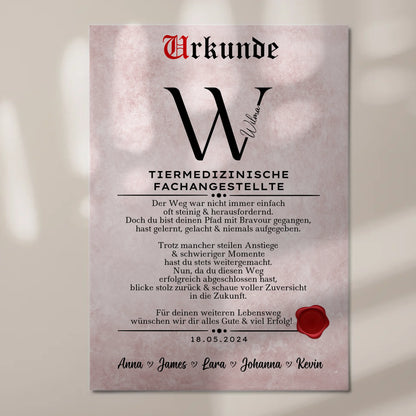 Geschenk Abschluss Ausbildung Tiermedizinische Fachangestellte Urkunde Fotoboard Magnetisch 7