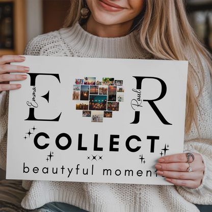 Personalisiertes Fotoboard Magnet Wandbild Paare Mit Fotos Initialien und Fotos Te Amo