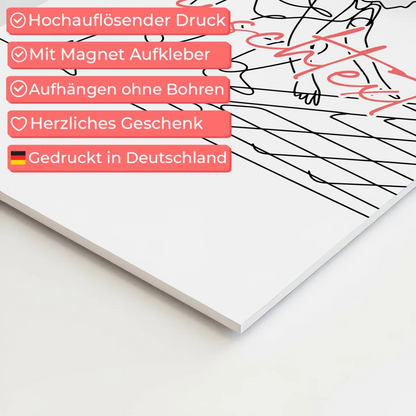 Personalisiertes Fotoboard Magnetisch Lineart Dachdecker Geschenk Tochter & Schwester
