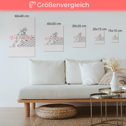 Personalisiertes Fotoboard Magnetisch Lineart Dachdecker Geschenk Tochter & Schwester