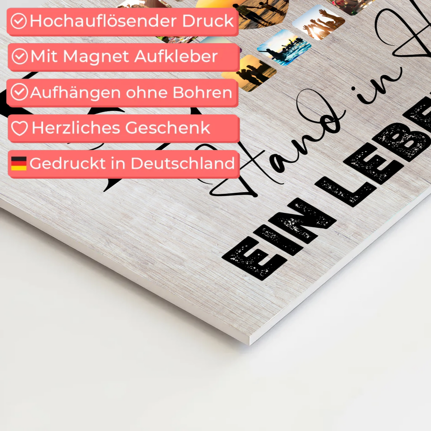 Magnet Fotoboard Geschenk Personalisiert Mit Initialien Namen und Fotos Hand In Hand Ein Leben Lang