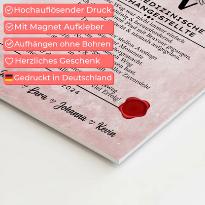 Geschenk Abschluss Ausbildung Tiermedizinische Fachangestellte Urkunde Fotoboard Magnetisch 10