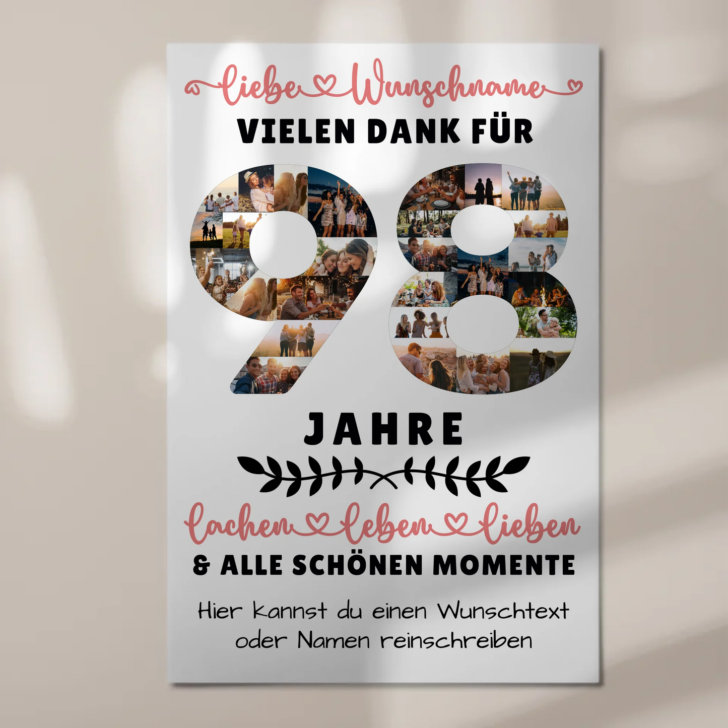 Personalisiertes Magnet Fotoboard 98 Geburtstag Für Oma Opa Papa & Mama