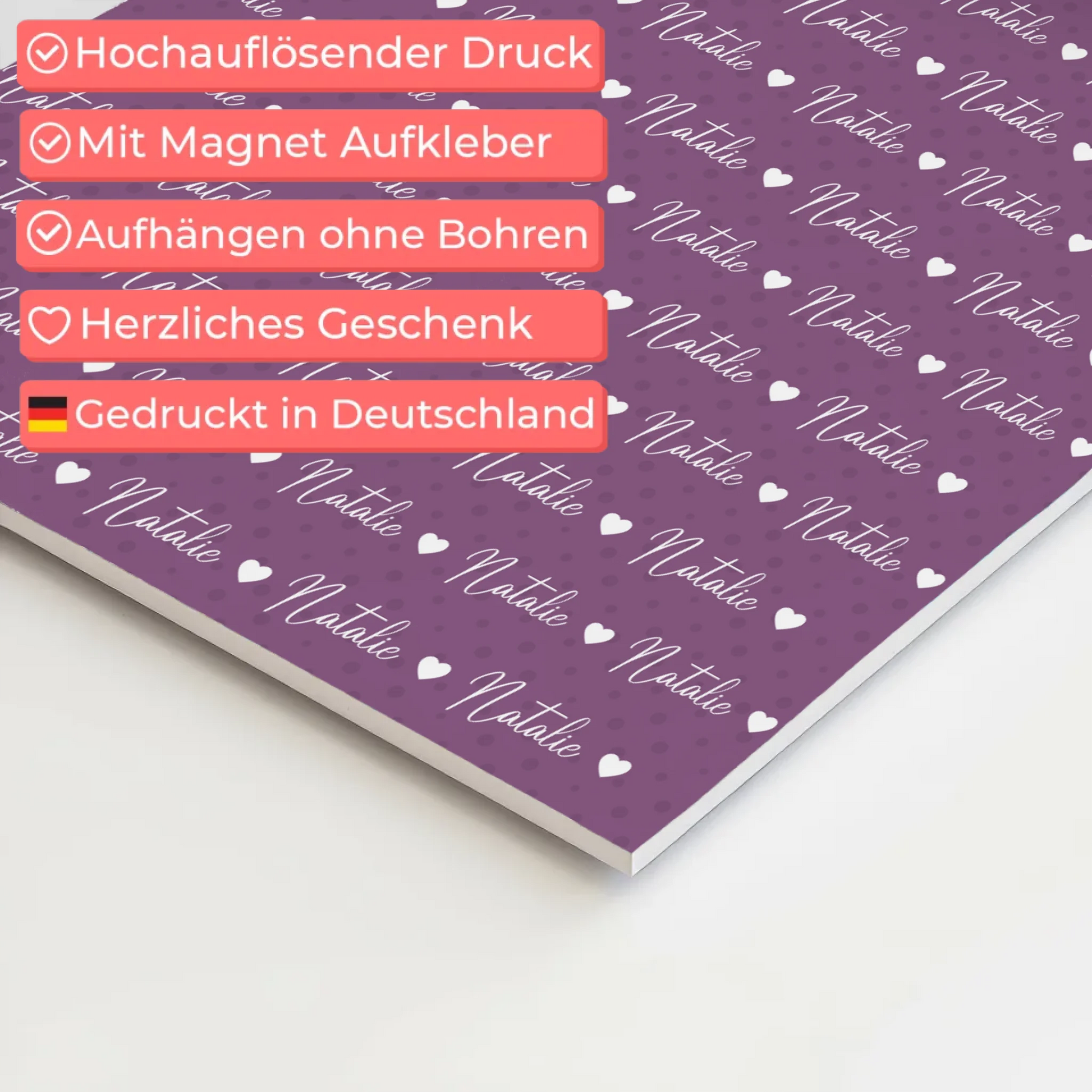 Baby Fotoboard Magnetisch Baby Fotoboard mit Namen Rotlila 10