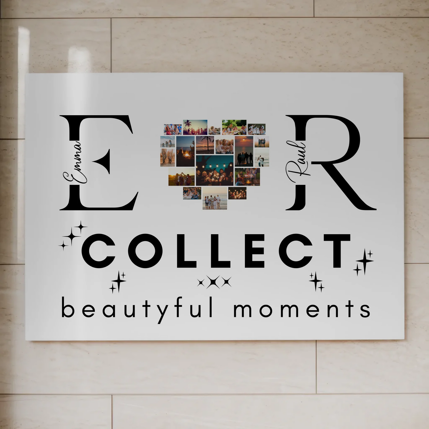 Personalisiertes Fotoboard Magnet Wandbild Paare Mit Fotos Initialien und Fotos Te Amo