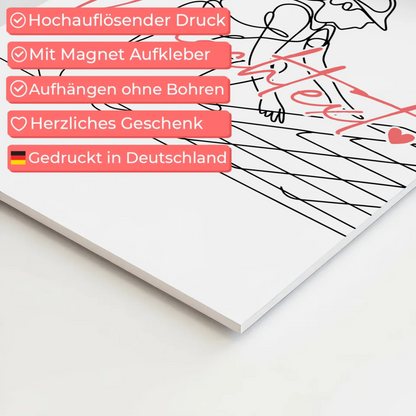 Personalisiertes Fotoboard Magnetisch Lineart Dachdecker Geschenk Tochter & Schwester