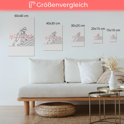 Personalisiertes Fotoboard Magnetisch Lineart Dachdecker Geschenk Tochter & Schwester
