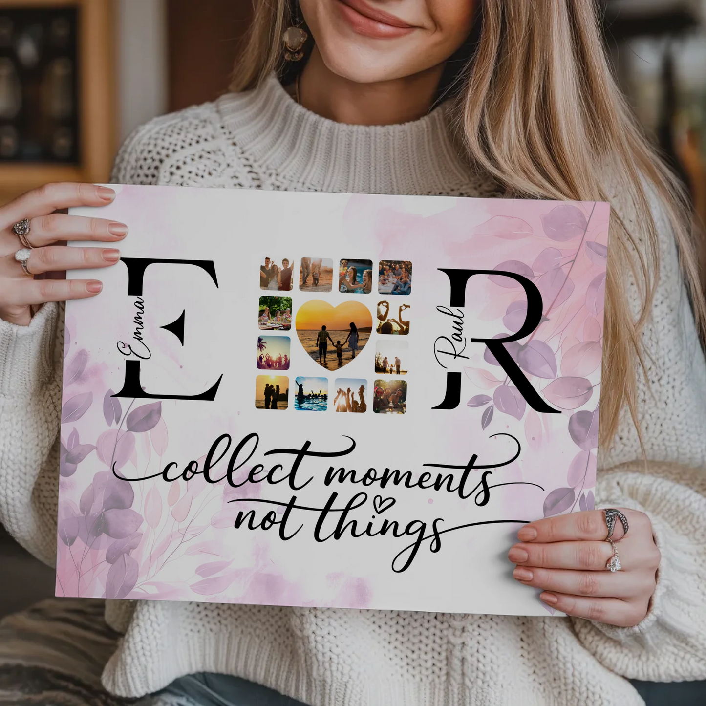 Fotoboard Magnetisch Liebe für Paare Mit Namen Initialien und Fotos Collect Moments