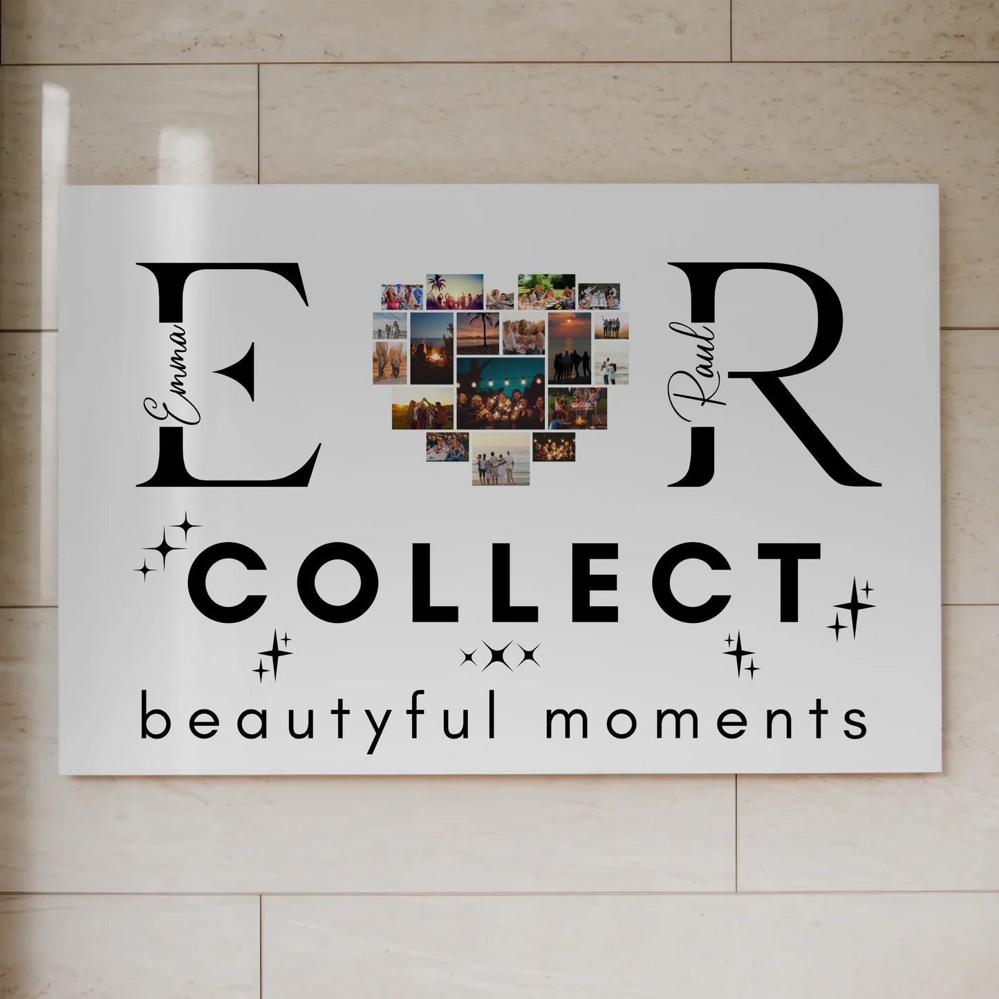 Personalisiertes Fotoboard Magnet Wandbild Paare Mit Fotos Initialien und Fotos Te Amo