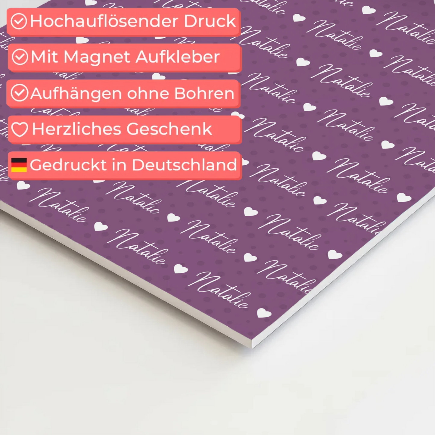 Baby Fotoboard Magnetisch Baby Fotoboard mit Namen Rotlila