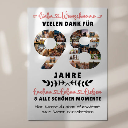 Personalisiertes Magnet Fotoboard 98 Geburtstag Für Oma Opa Papa & Mama
