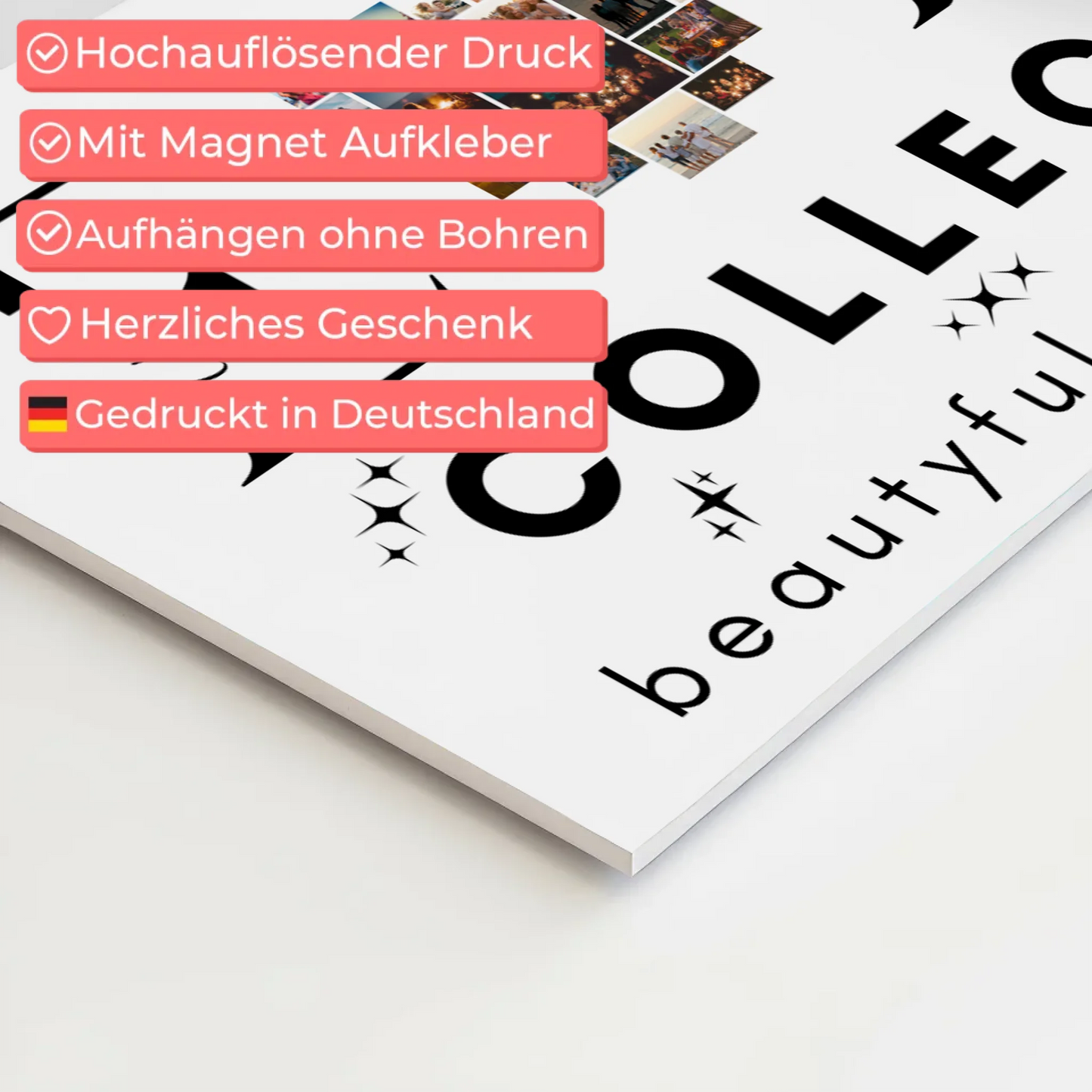 Personalisiertes Fotoboard Magnet Wandbild Paare Mit Fotos Initialien und Fotos Te Amo