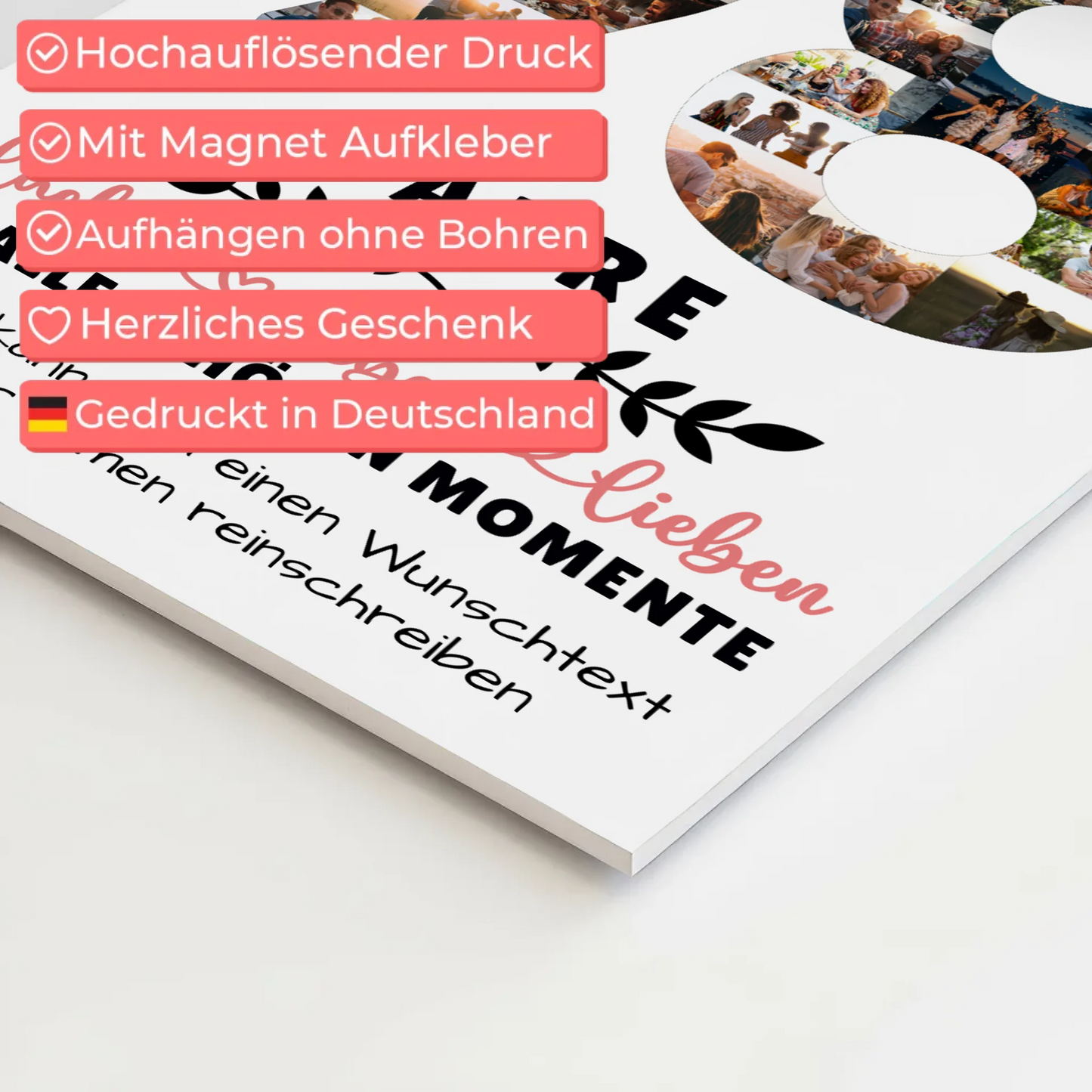 Personalisiertes Magnet Fotoboard 98 Geburtstag Für Oma Opa Papa & Mama