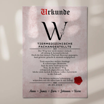 Geschenk Abschluss Ausbildung Tiermedizinische Fachangestellte Urkunde Fotoboard Magnetisch