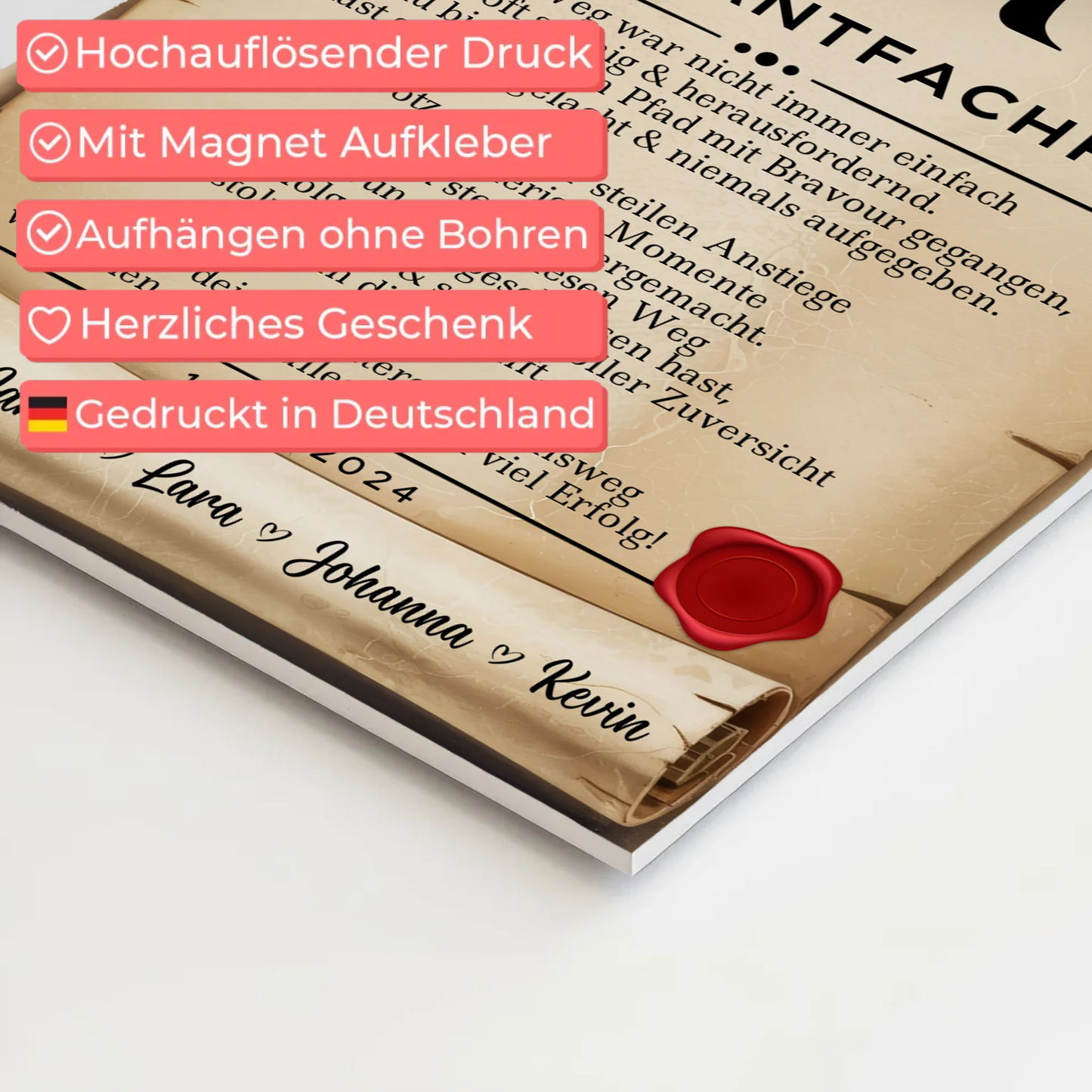 Ausbildungsabschluss Geschenk Restaurantfachfrau Urkunde Magnet Wandbild Fotoboard