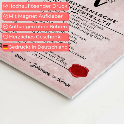 Geschenk Abschluss Ausbildung Tiermedizinische Fachangestellte Urkunde Fotoboard Magnetisch