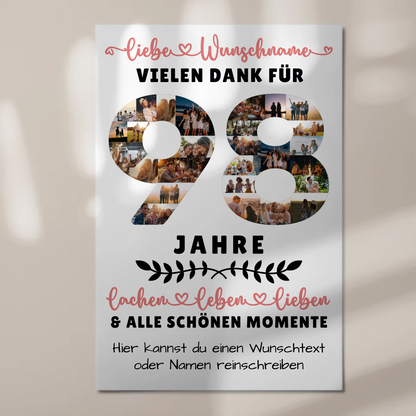 Personalisiertes Magnet Fotoboard 98 Geburtstag Für Oma Opa Papa & Mama