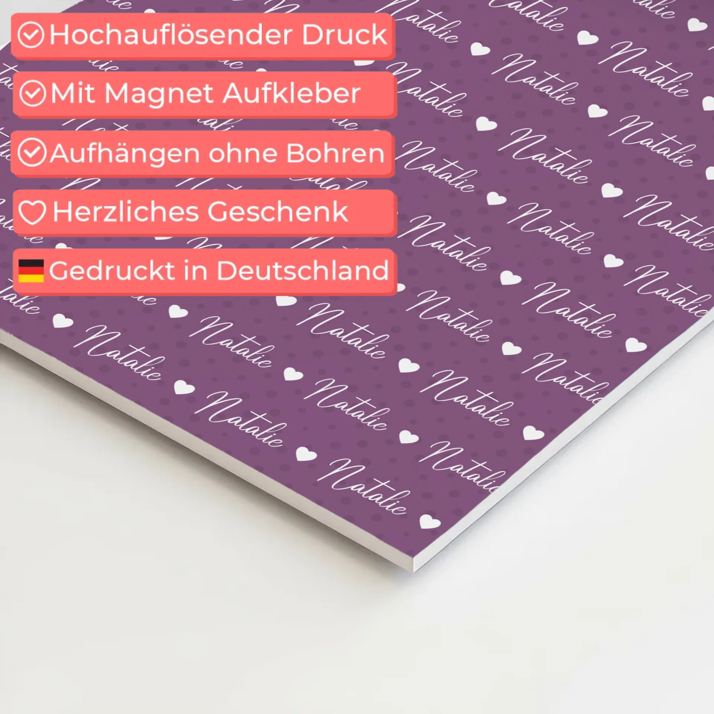 Baby Fotoboard Magnetisch Baby Fotoboard mit Namen Rotlila