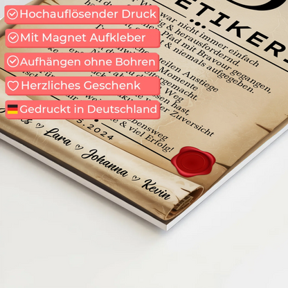 Geschenk Abschluss Ausbildung Kosmetikerin Urkunde Fotoboard Magnetisch