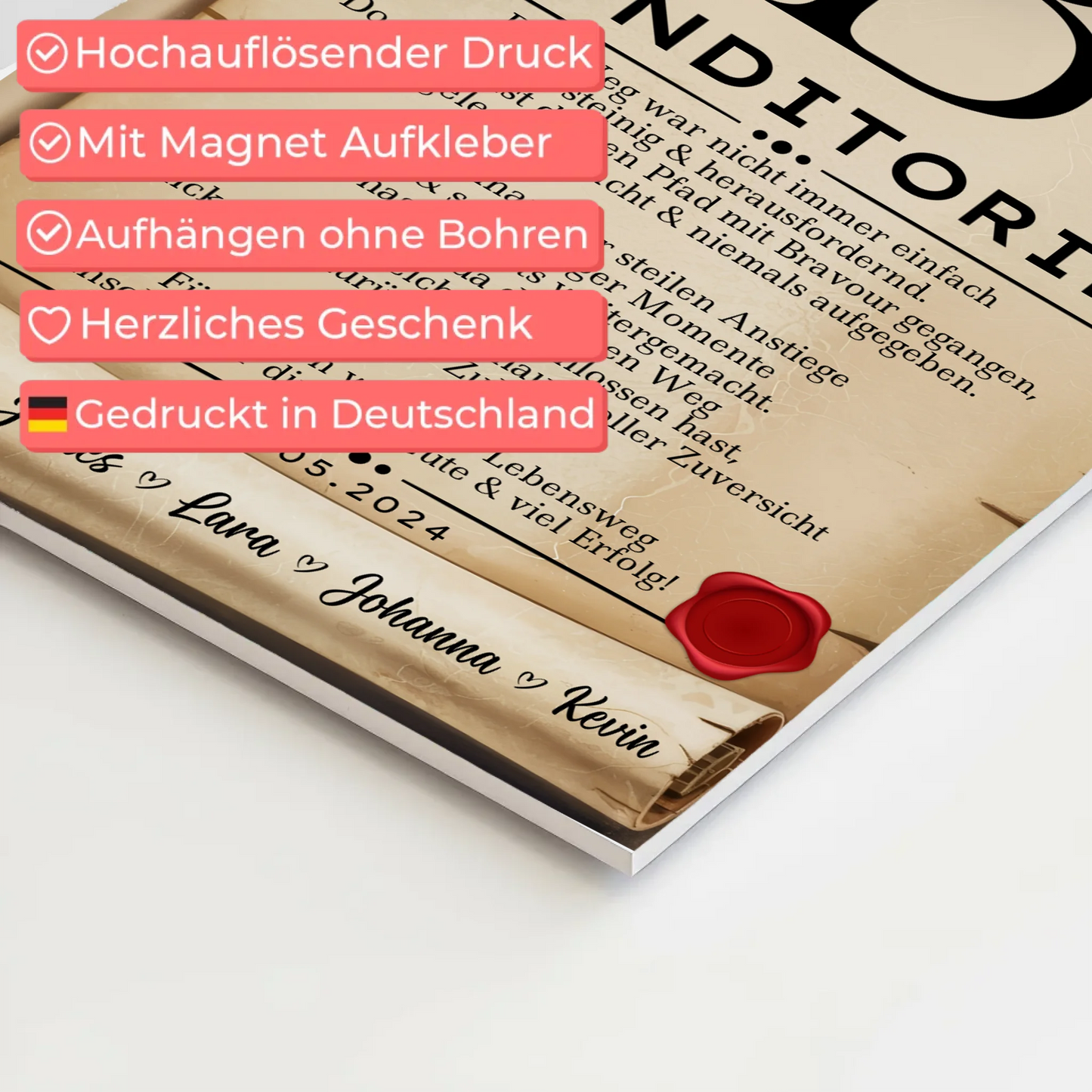 Ausbildungsabschluss Geschenk Konditorin Urkunde Magnet Wandbild Fotoboard 4