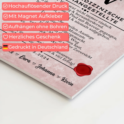 Geschenk Abschluss Ausbildung Tiermedizinische Fachangestellte Urkunde Fotoboard Magnetisch