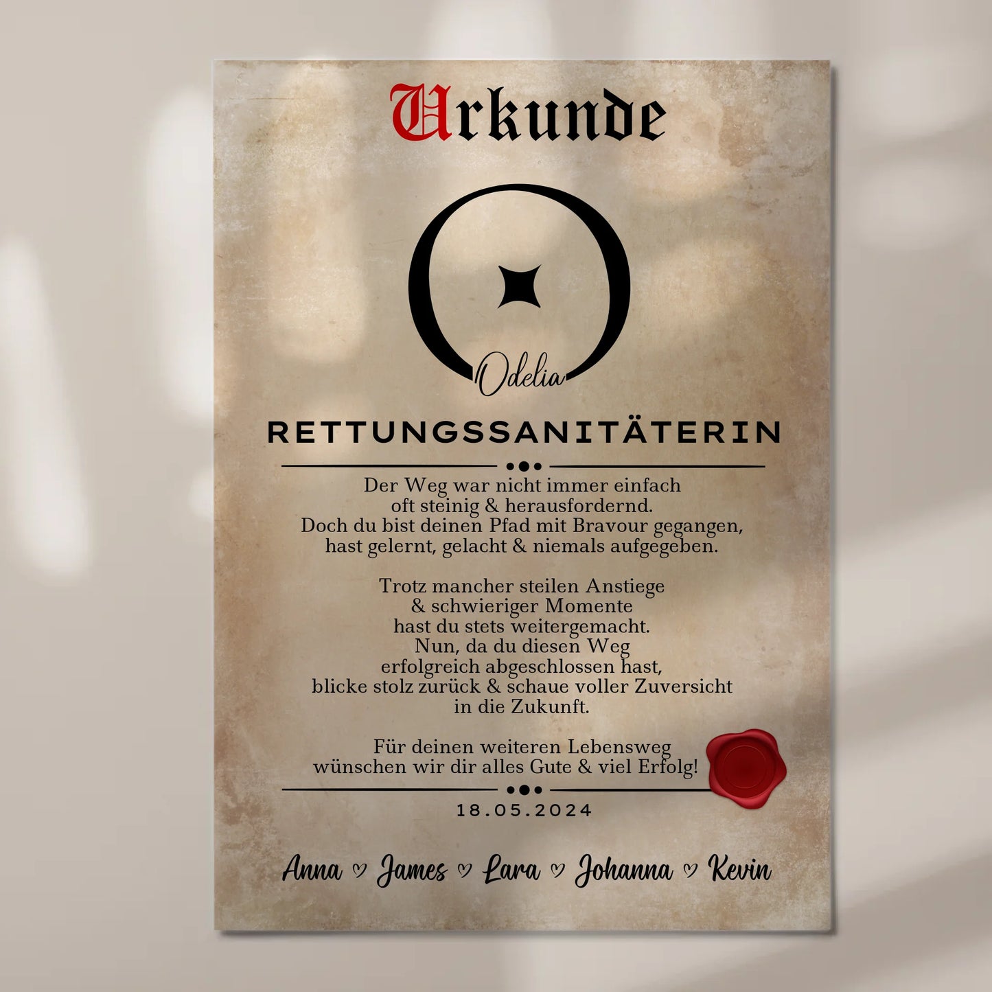Geschenk Zum Abschluss Ausbildung Rettungssanitäterin Urkunde Fotoboard