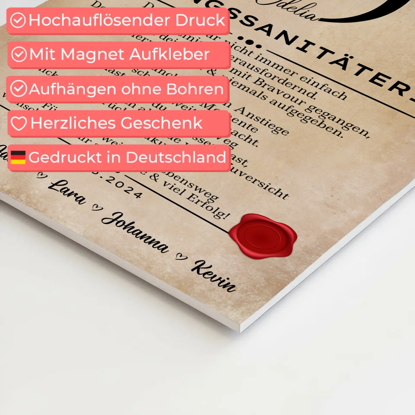 Geschenk Zum Abschluss Ausbildung Rettungssanitäterin Urkunde Fotoboard