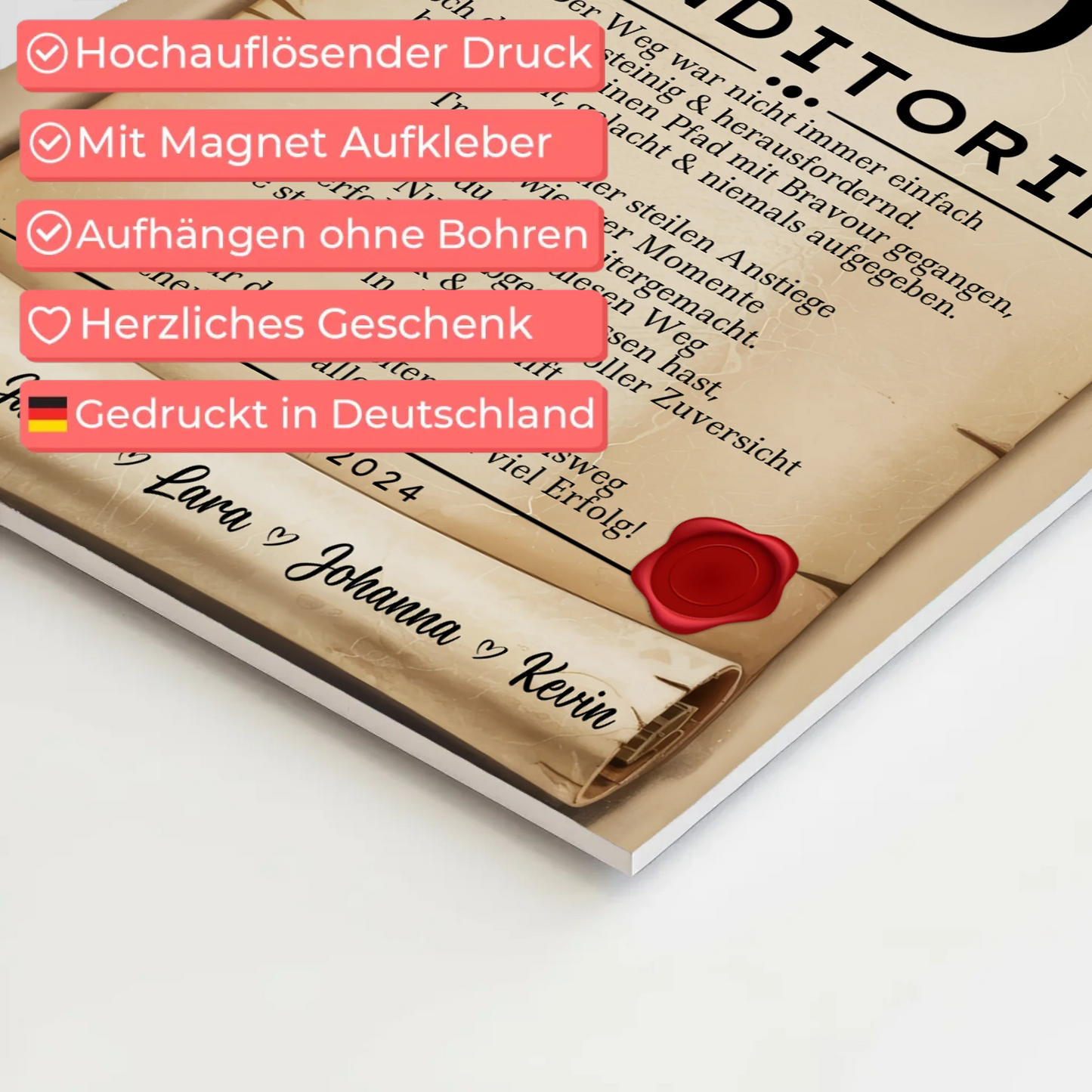 Ausbildungsabschluss Geschenk Konditorin Urkunde Magnet Wandbild Fotoboard 10