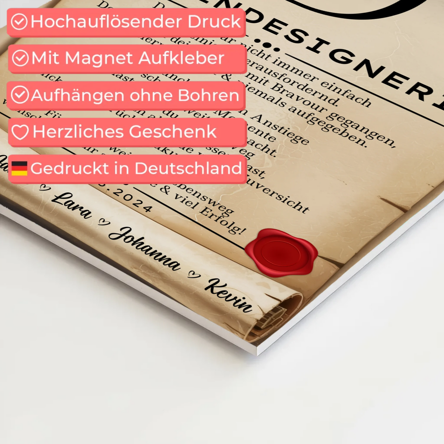 Ausbildungsabschluss Geschenk Mediendesignerin Urkunde Fotoboard Magnet Poster