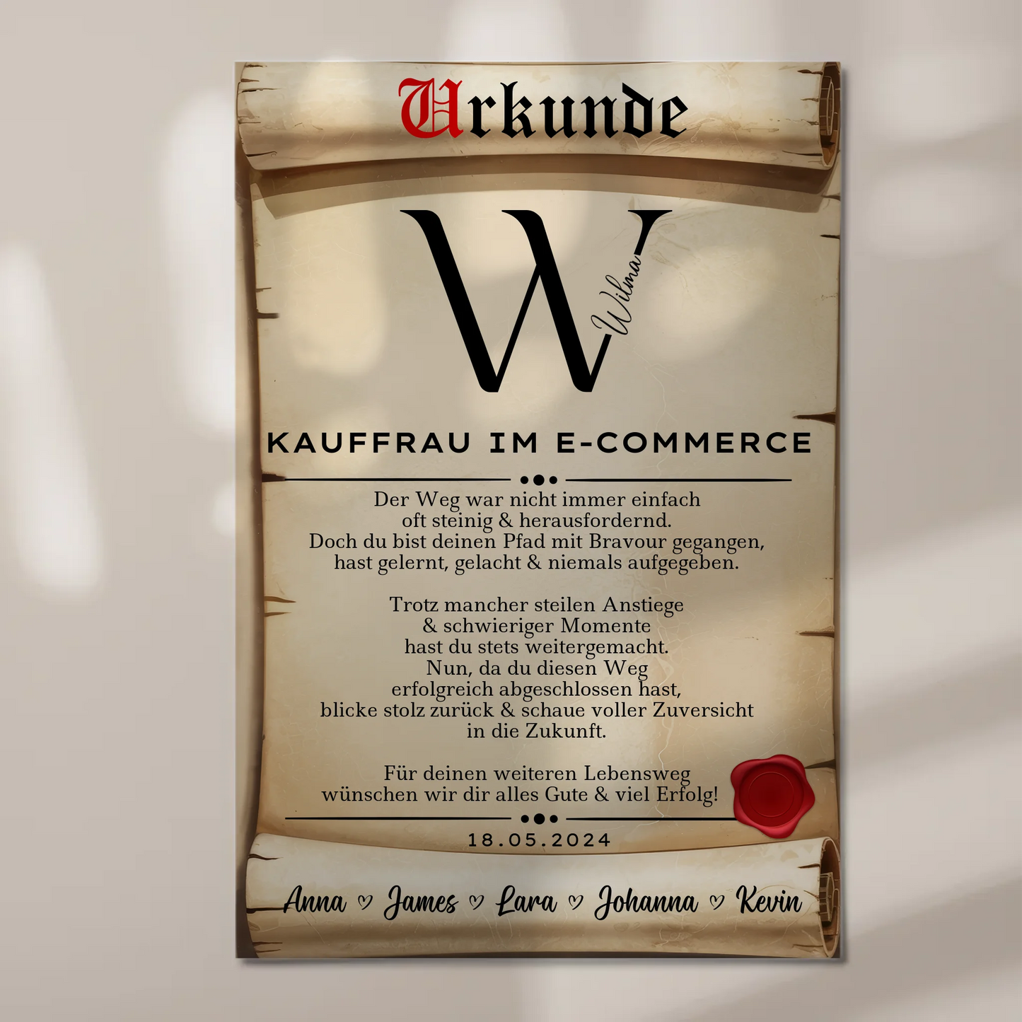 Ausbildungsabschluss Geschenk Kauffrau im E-Commerce Urkunde Fotoboard Magnet Poster