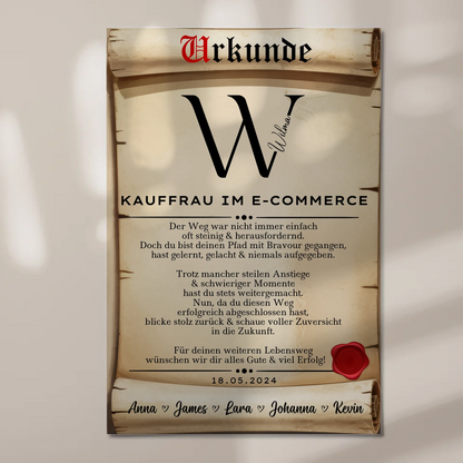 Ausbildungsabschluss Geschenk Kauffrau im E-Commerce Urkunde Fotoboard Magnet Poster