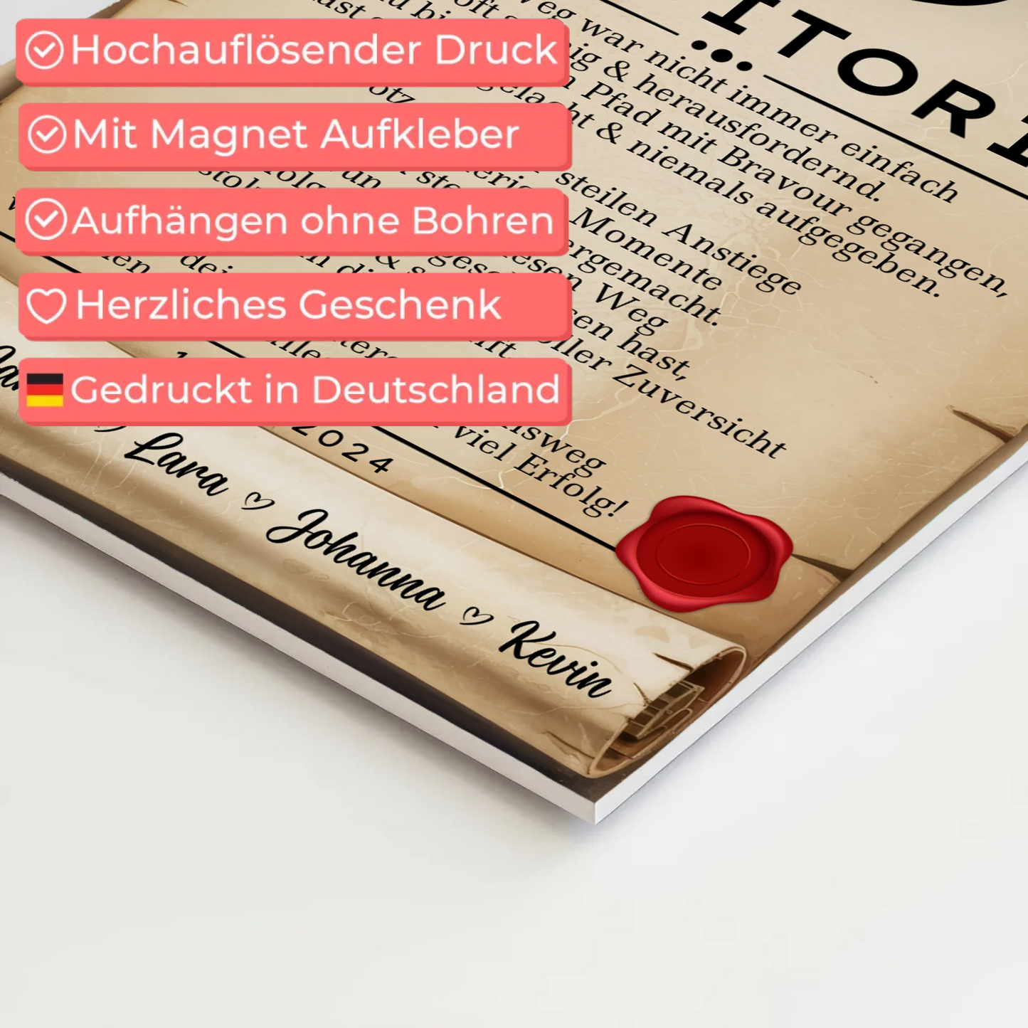 Ausbildungsabschluss Geschenk Konditorin Urkunde Magnet Wandbild Fotoboard