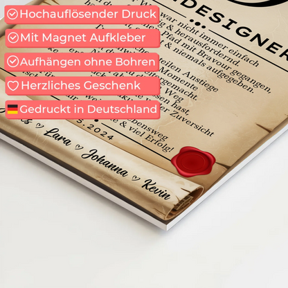 Ausbildungsabschluss Geschenk Mediendesignerin Urkunde Fotoboard Magnet Poster