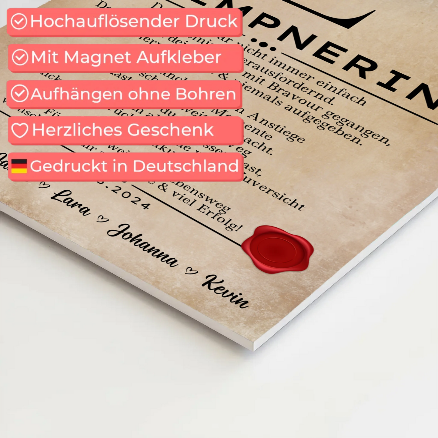 Geschenk Zum Abschluss Ausbildung Klempnerin Urkunde Magnet Fotoboard