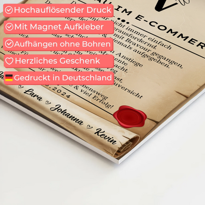Ausbildungsabschluss Geschenk Kauffrau im E-Commerce Urkunde Fotoboard Magnet Poster