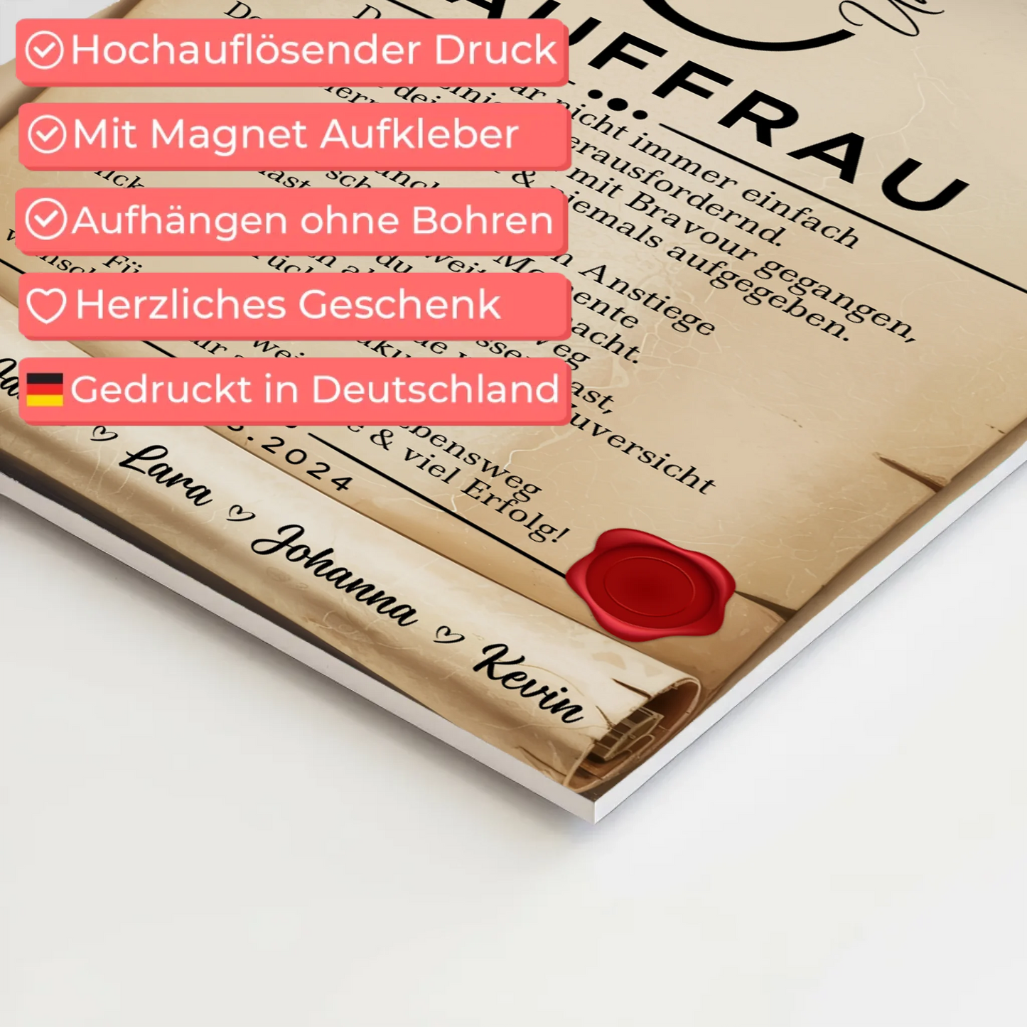 Geschenk Zum Abschluss Ausbildung Kauffrau Urkunde Fotoboard