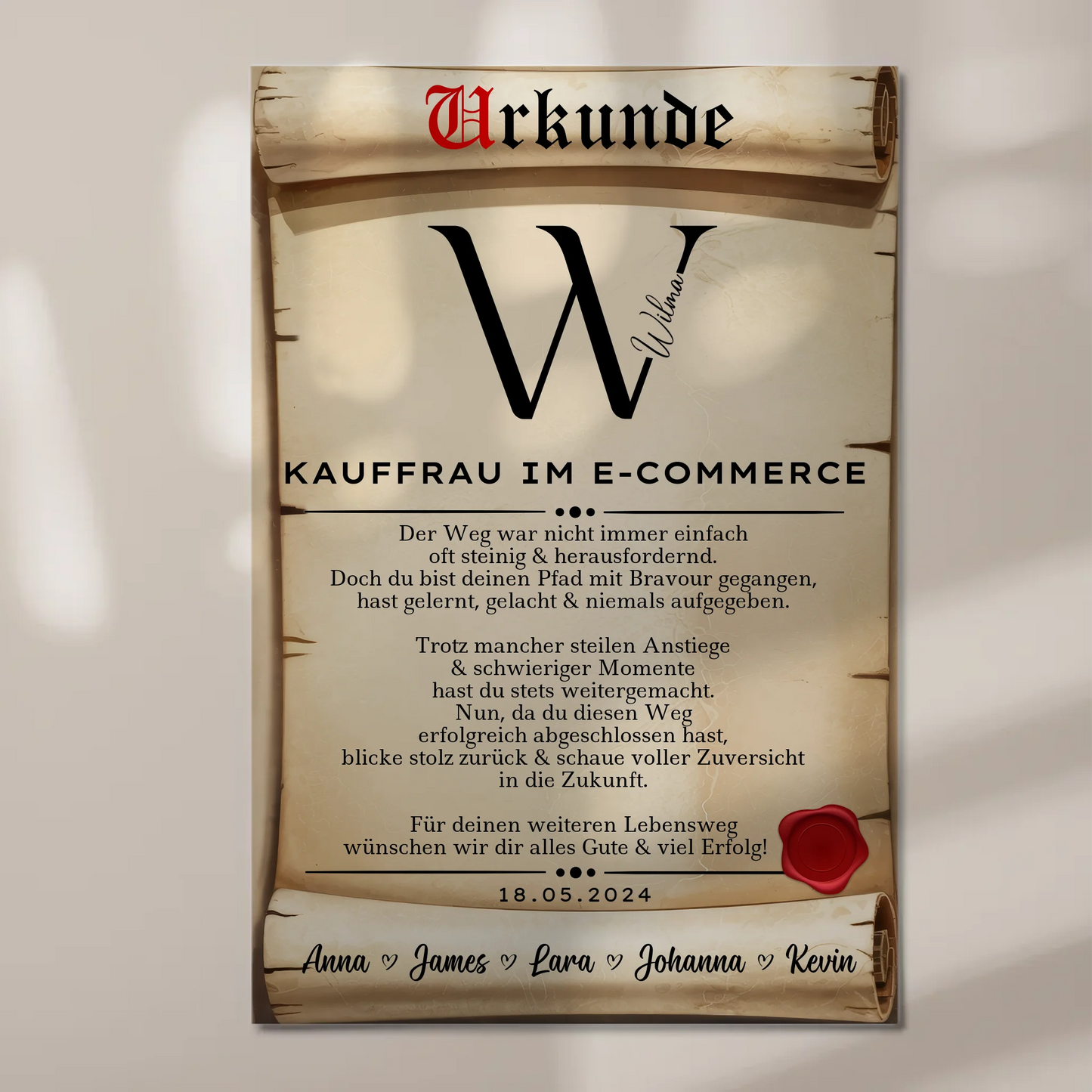 Ausbildungsabschluss Geschenk Kauffrau im E-Commerce Urkunde Fotoboard Magnet Poster