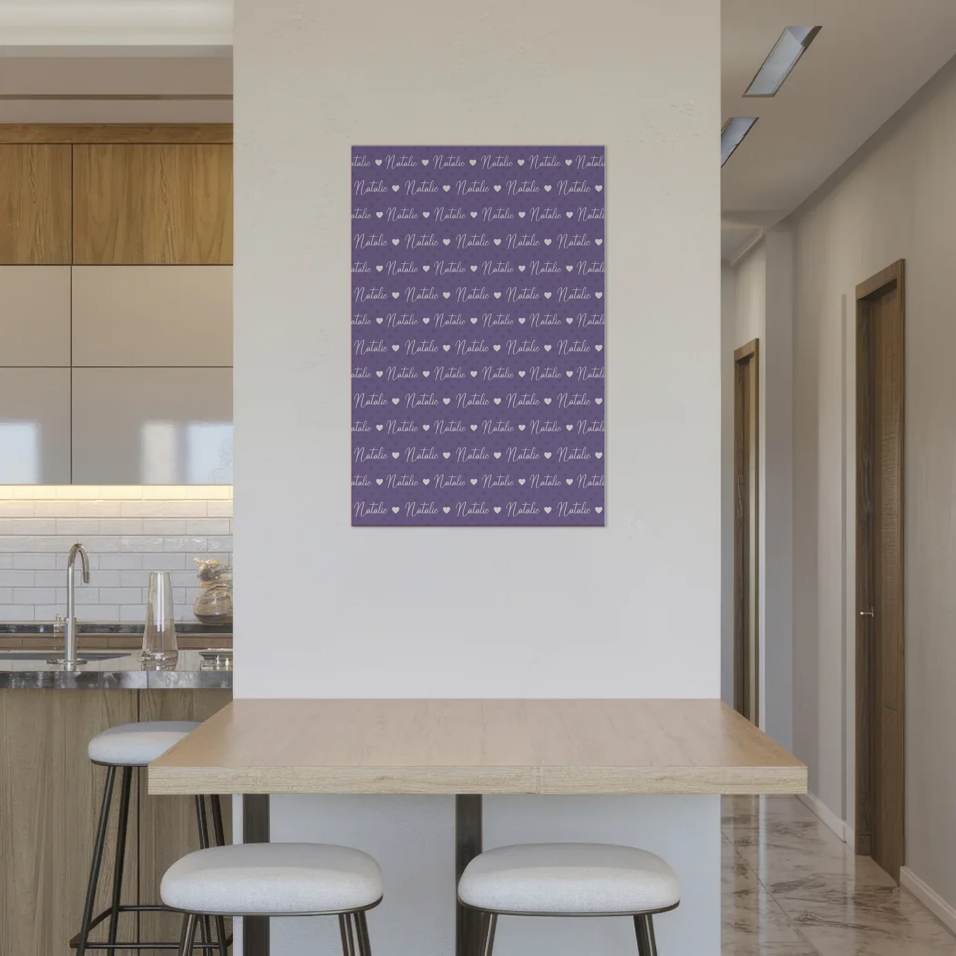 Baby Fotoboard mit Name Fotoboard Magnet Wandbild Perlviolett 2