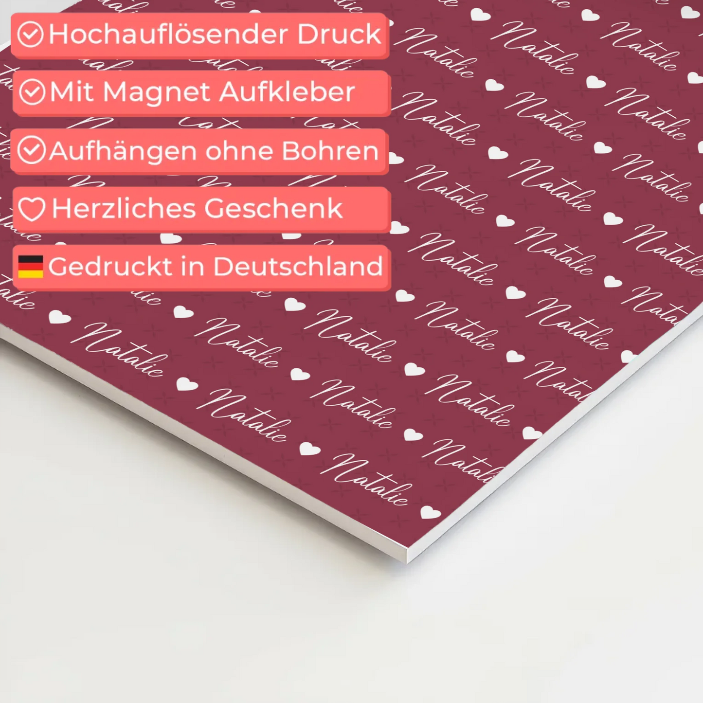 Personalisiertes Kinder Fotoboard Fotoboard mit Namen Magnet Wandbild Rotviolett 4