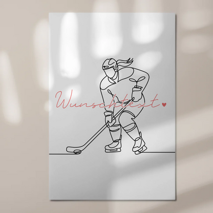 Lineart Fotoboard Magnet Wandbild Eishockey Geschenk Tochter & Schwester 1