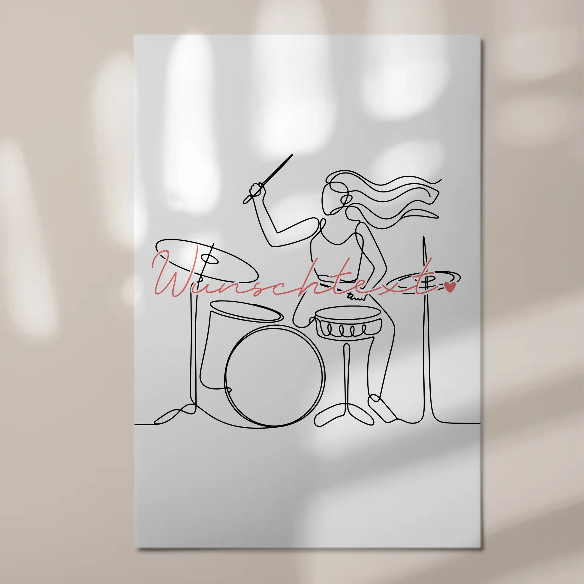 Personalisiertes Fotoboard Magnetisch Lineart Drummer Geschenk Tochter & Schwester 1