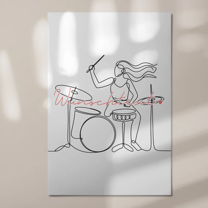 Personalisiertes Fotoboard Magnetisch Lineart Drummer Geschenk Tochter & Schwester 1