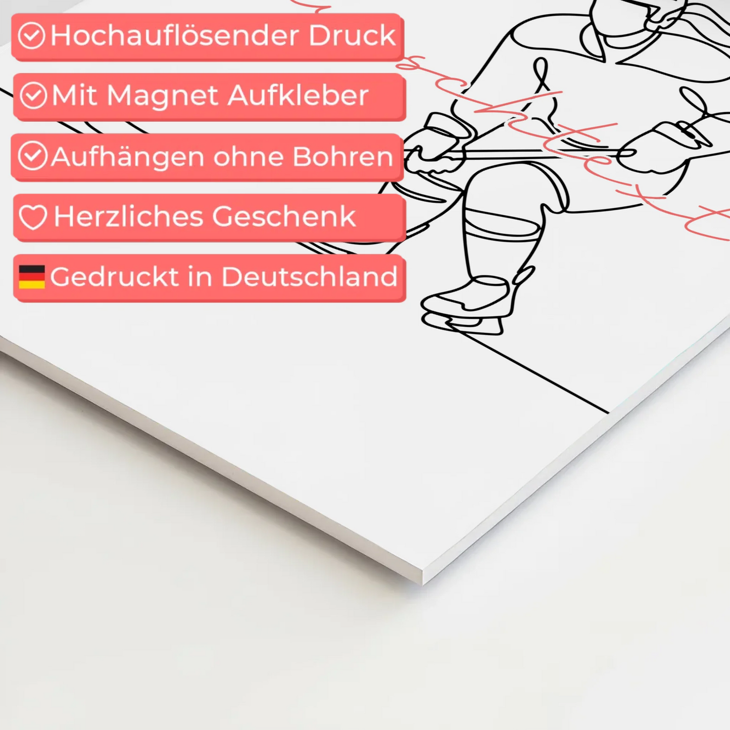 Lineart Fotoboard Magnet Wandbild Eishockey Geschenk Tochter & Schwester 4