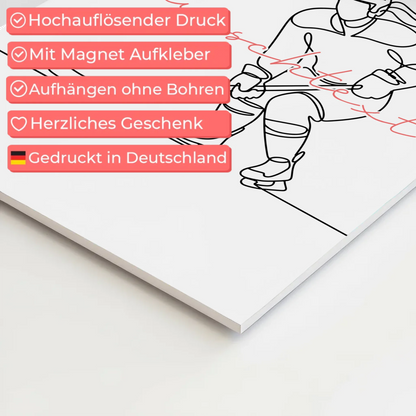 Lineart Fotoboard Magnet Wandbild Eishockey Geschenk Tochter & Schwester 4