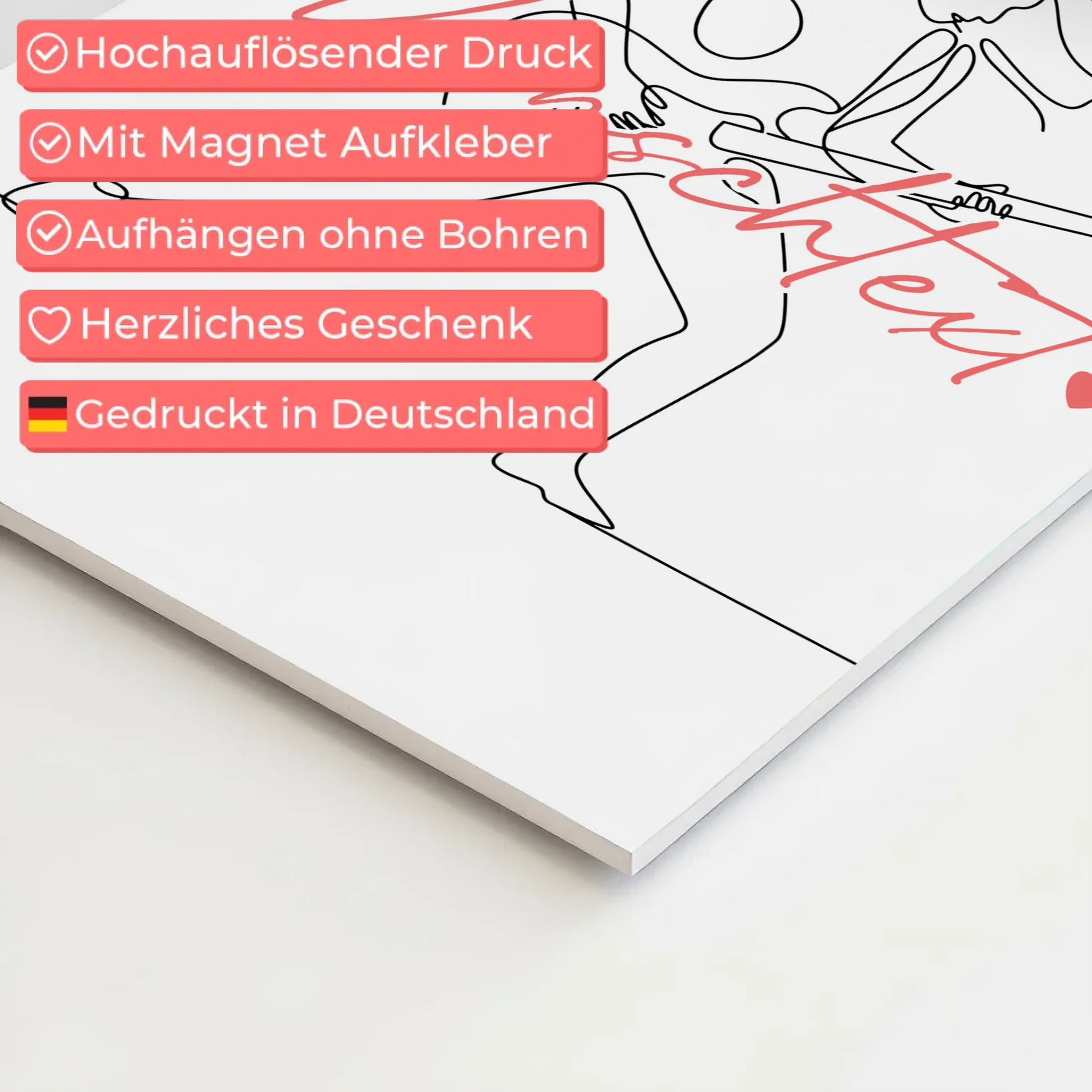 Lineart Fotoboard Magnetisch Personalisiert E-Gitarre Geschenk Tochter & Schwester 4